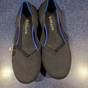 ROTHY'S Shoes Womens Black Blue Knit Ballet Flats Round Toe - Size 9.
